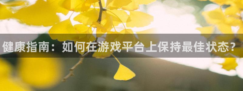 长征娱乐平台官网登录：健康指南：如何在游戏平台上保持最佳状态